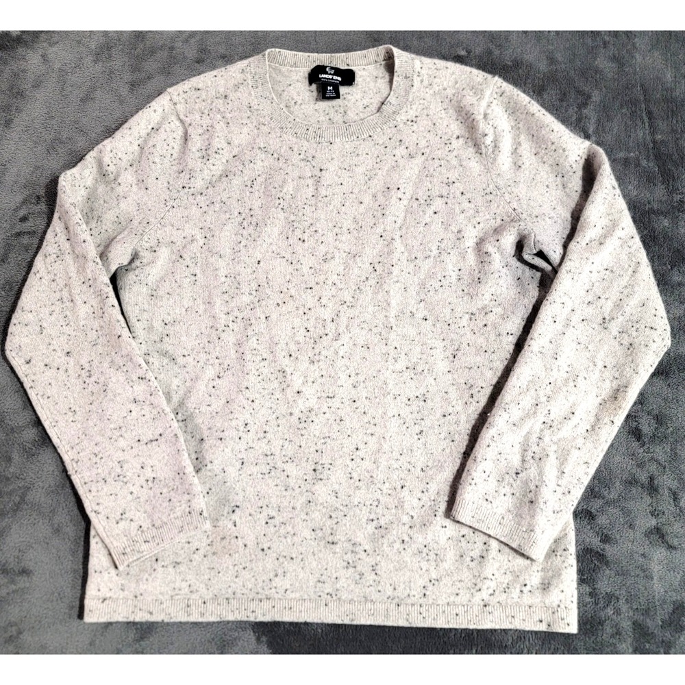 Lands End Cashmere Sweater Women M 10-12 Gray Speckled Crewneck Pullover Money